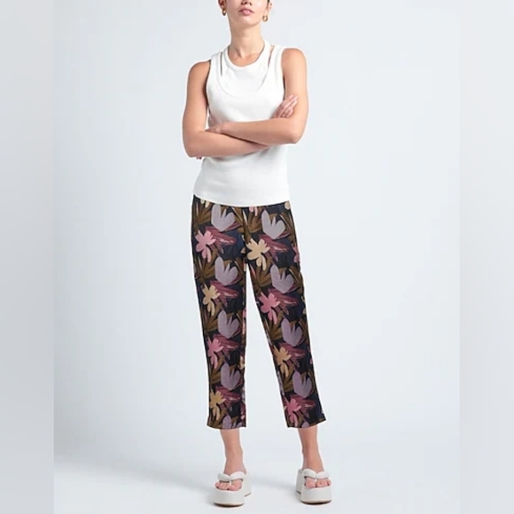 Scotch & Soda Wild Flower Print Jogger Pants Mauve Navy Size 1 - Picture 2 of 6